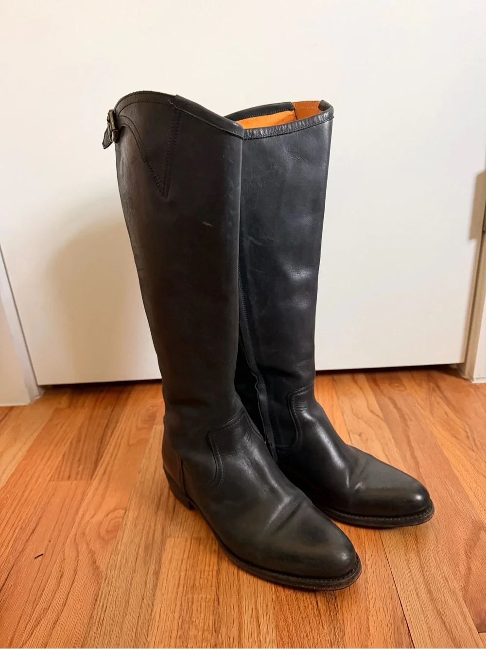 Frye Black Leather Boot with Orange Interior